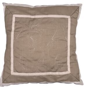 Laura Ashley Pair of 16" Square Beige Embroidered Throw Pillows New